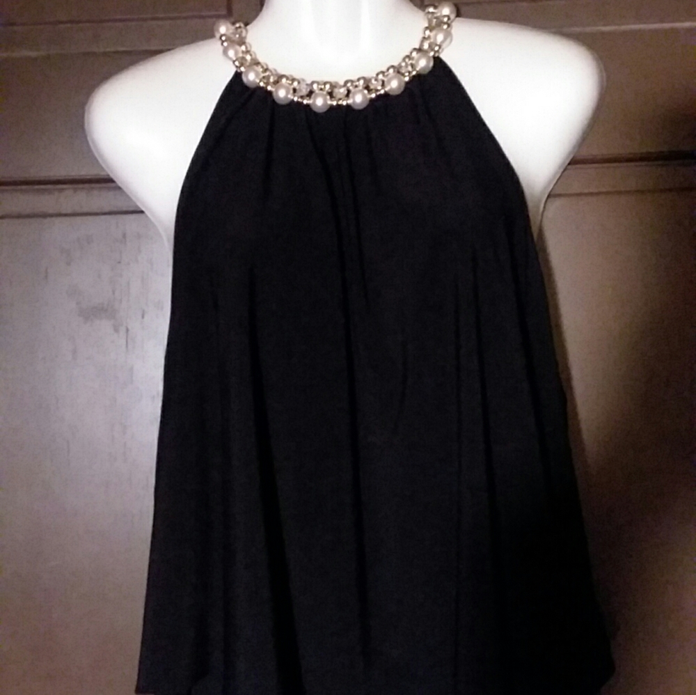 Pearl Beaded Halter Neck Top